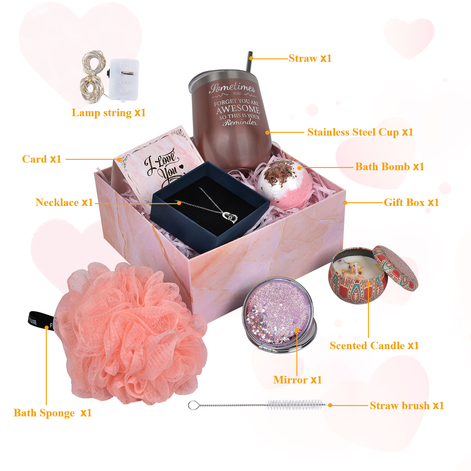 LONGRV 11PCS Birthday Gifts for Women, Relaxing Spa Gift Basket